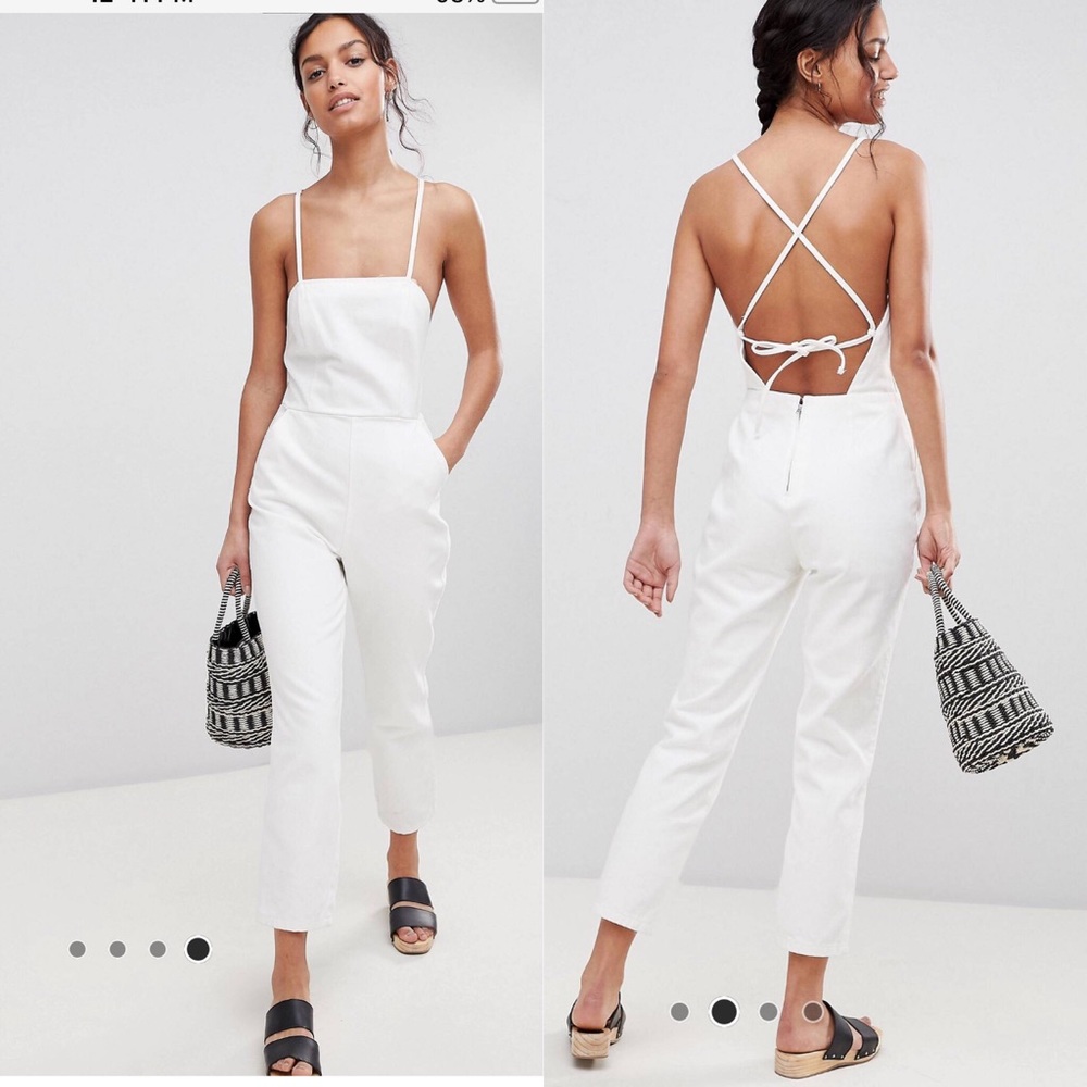 ASOS Denim Jumpsuit in white
